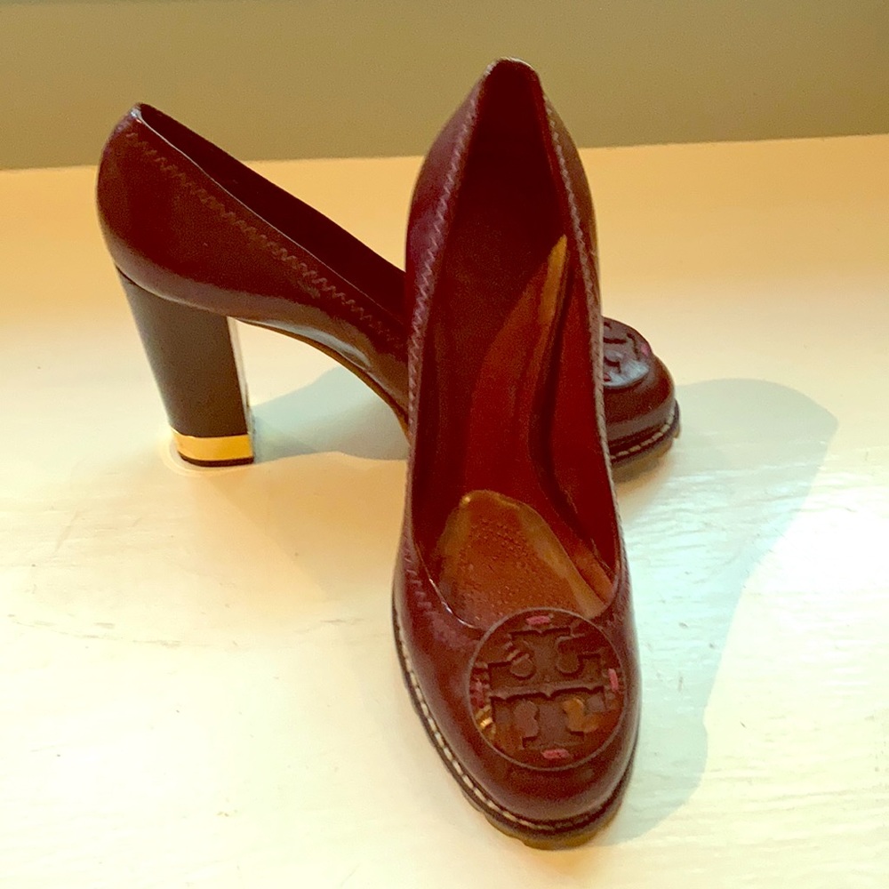 Tory Burch burgundy platforms